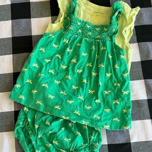 Green Baby Outfit with Dragonfly Print